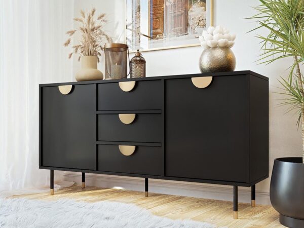 Dressoir VINICA 2 deuren 3 lades zwart