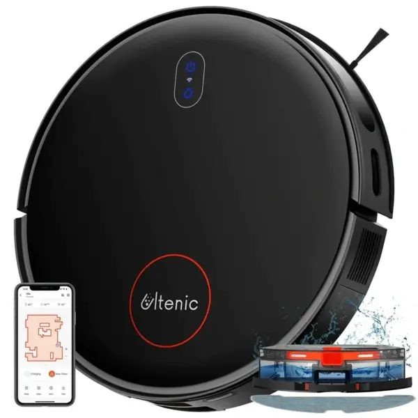Ultenic D6s Robotstofzuiger en Dweilcombinatie, SonicTrue vibratiemoppen, 3000Pa Sterke Zuigkracht, Super Slank, APP-bed