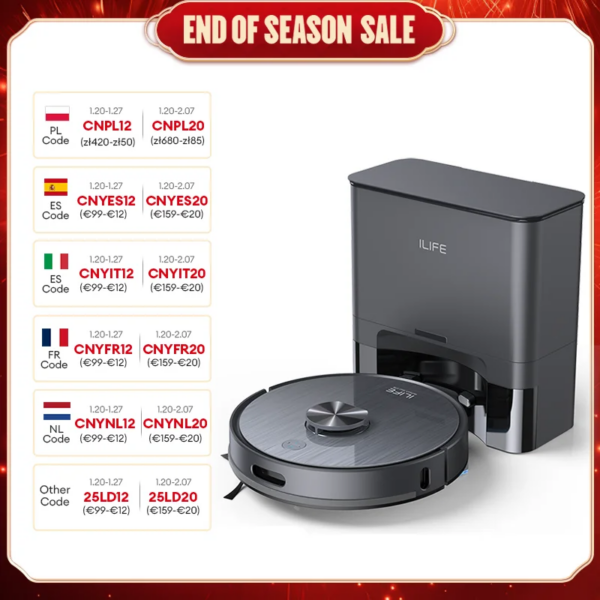 Ilife T 20S Lds Robotstofzuiger, 5000 Pa,Auto Leeg Dock 60 Dagen Handen Van Reinigingsstofzuiger En