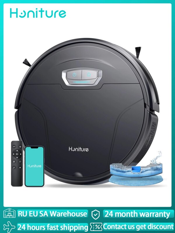Honiture Robotstofzuiger 60000Pa 3 In 1 Sterke Zelfoplaadbare App En Afstandsbediening En Stem