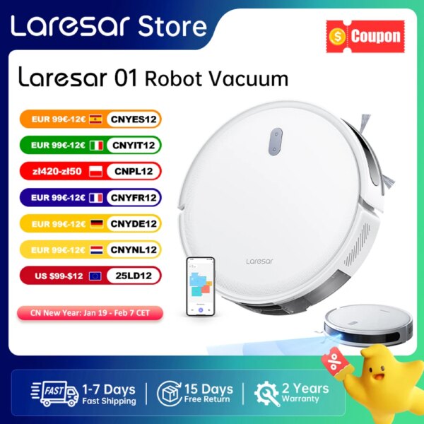 Laresar L10 SoF LiDAR Robotstofzuiger en Mop 6500Pa 150min Draadloos APP-besturing Slimme LDS